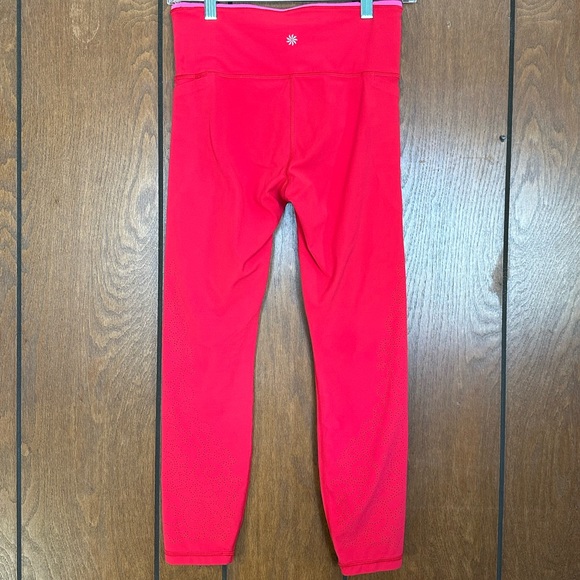 Athleta Pants & Jumpsuits Athleta Hibiscus Red Revelation Lasercut Power Vita 78 Leggings